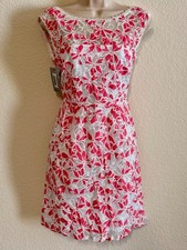 Laundry by Shelli Segal Embroidered Floral Pink White Dress Size 0 #58 NWT