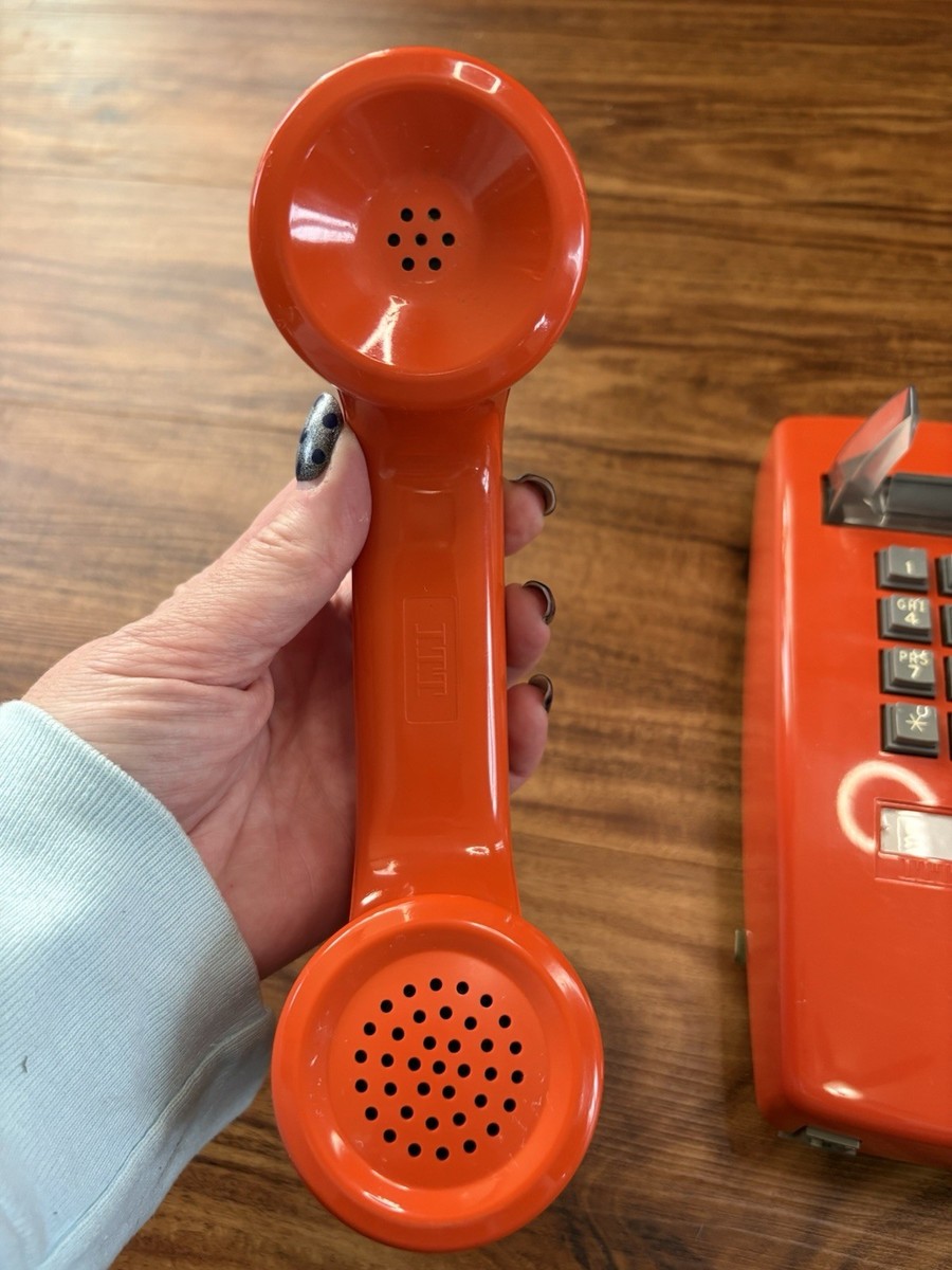 Vintage ITT Model 2554 Series ORANGE Push Button Touch Tone Wall 