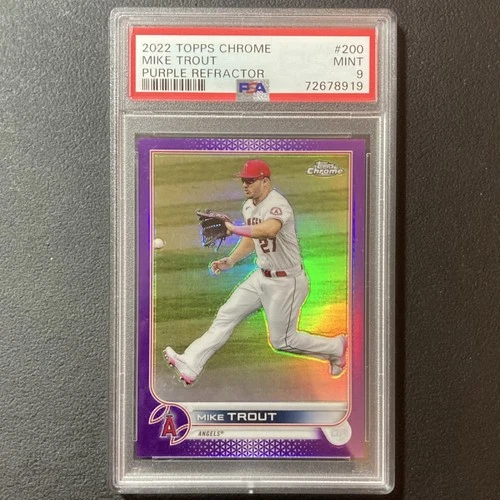 Topps 2022 Chrome Mike Trout #200 Purple Refractor /250 PSA 9 Angels