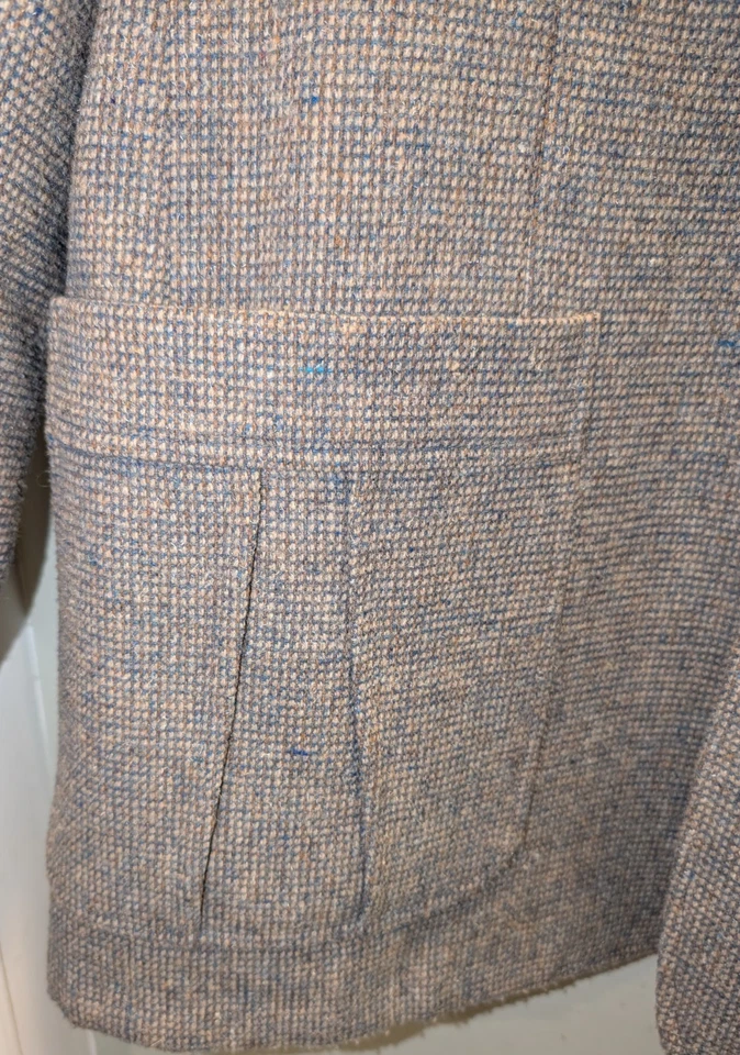 Vintage Tweed Blazer Jacket 44R Blue Wool Tweed USA Made - Image 3 of 4