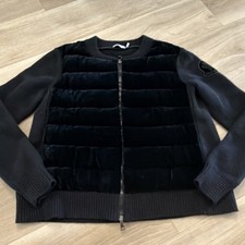 Moncler Womens Black Knit Full Zip Sweater w/...