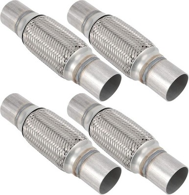 4 Pack 2 X 6 Inches Stainless Steel Heavy Duty Exhaust Flex Pipe, Double Braid E