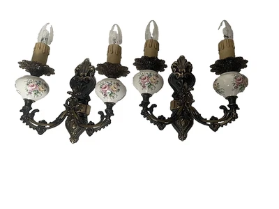 2 alte Wandlampe Messing Wandleuchte Barock Stil Vintage - Bild 1 von 4
