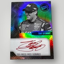 Tony Stewart HOF PACK PULLED NASCAR signed card 2011 PRESS PASS SIGNINGS #1/5