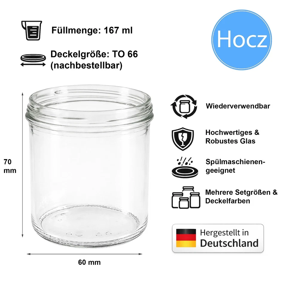 24 50 100x STURZGLÄSER EINMACHGLÄSER 125 230 275 350 435 MARMELADENGLÄSER DECKEL - Bild 4 von 4