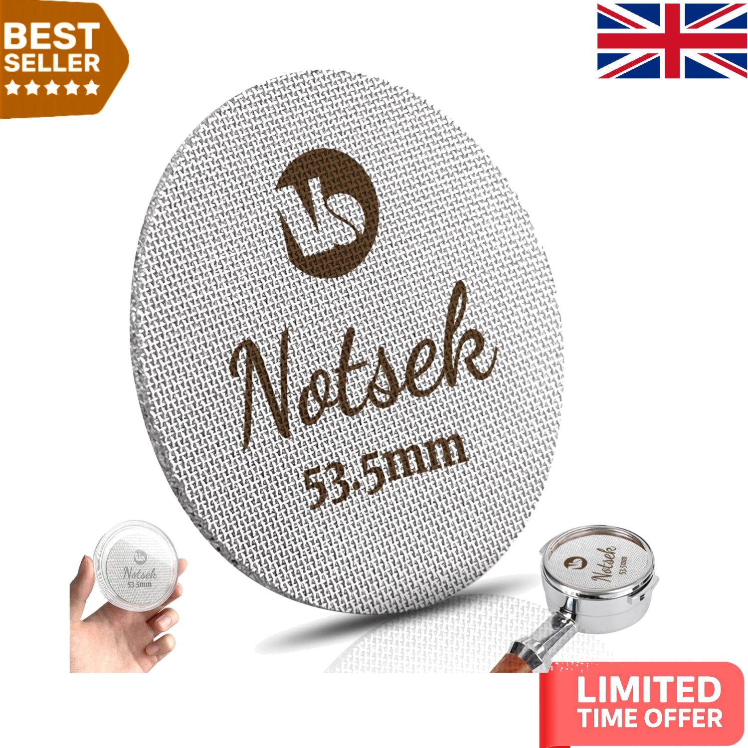 54mm Reusable Espresso Puck Screen - 316L Stainless Steel with Storage Box