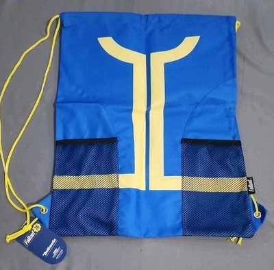 NWT Fallout 76 Vault 111 Drawstring Backpack / Bag 2019 Culturefly Blue & Yellow