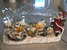 Bradford Thomas Kinkade SANTA'S INSPIRATION 17" Village Light /Music Train A5146