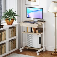 Homcom Schreibtisch Mit Rollen Platzsparender Computertisch Mit Cpu-StäNder