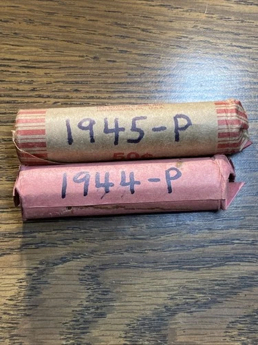 2-rolls 1944- P  AU + 1945-p AU Lincoln Pennies $16.95 $4.20 Shipping.