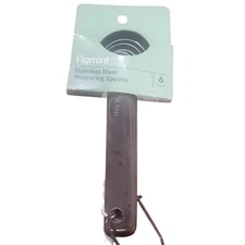 Figmint Measuring Spoons  6pc Stainless Steel Set  Matte Black  Dishwasher-Safe 