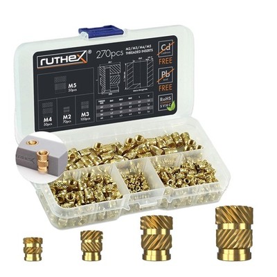Brass Threaded Inserts Box M2 M3 M4 M5 - 270pcs