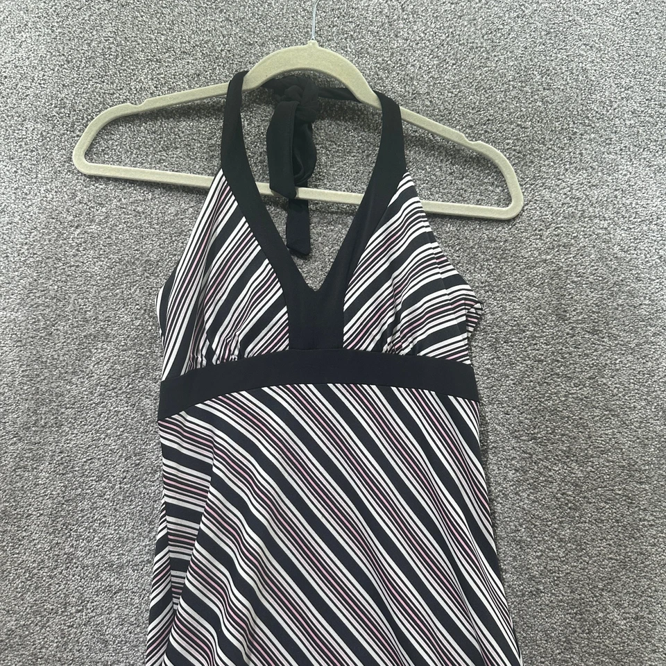 Vestido Babydoll Vintage Anos 2000 Triângulos Cidade Anos 2000 Listrado Médio Hi Low Halter - Imagem 3 de 4