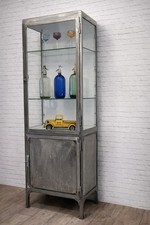 vintage polished metal medical cabinet