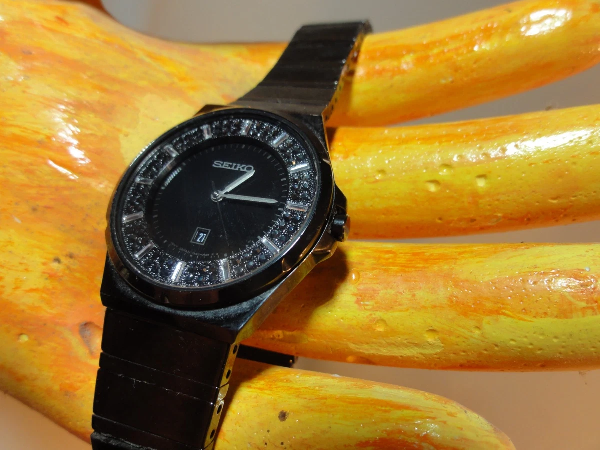 Seiko DamenUhr Quartz 7N82-0HS0 – Schwarz Edelstahl – Kristall Lünette