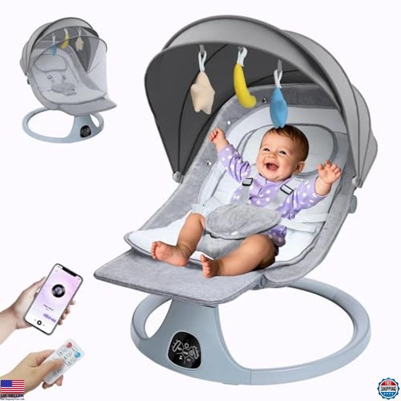 Electric Baby Swing for Infants & Toddlers - Gray Rocker, 3 Positions, 5 Speeds
Opens in a new windo