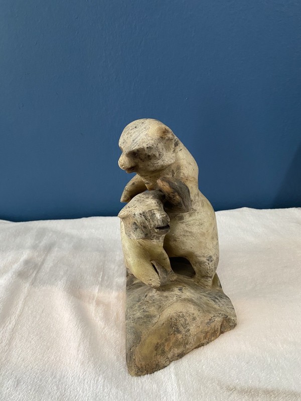 Vintage Collectible DRAKE Carving Bears Fighting Sculpture Art