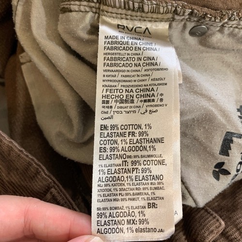 RVCA Pants Big Boys Youth 30 Chocolate Cotton Daggers Fit Corduroy Skateboarding - Picture 12 of 14