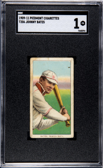 1909-11 T206 Johnny Bates Pidemont SGC 1 - Nice Centering! Baseball Card