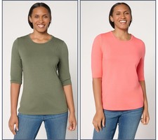 Denim Co. Women's Top Plus Sz 1X Essentials Favorite Multi-colored A689372