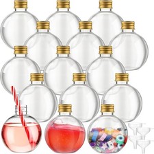 15 Pcs 6 oz Spherical Plastic Pot Bottles Ball Shape Sand Art