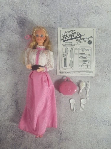 Vintage Angel Face Barbie Doll 1982 With Accessories & Instructions Pink Dress