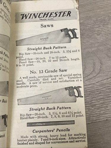 1920’s Winchester Store Pocket Catalog Of Tools - Picture 9 of 11