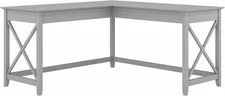 Bush Furniture Key West 60W Modern Farmhouse L Shaped Desk in Cape Cod Gray, 60-