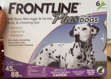 FRONTLINE PLUS for dogs 45 to 88 LBS 100 Genuine 6 doses flea  tick treatment