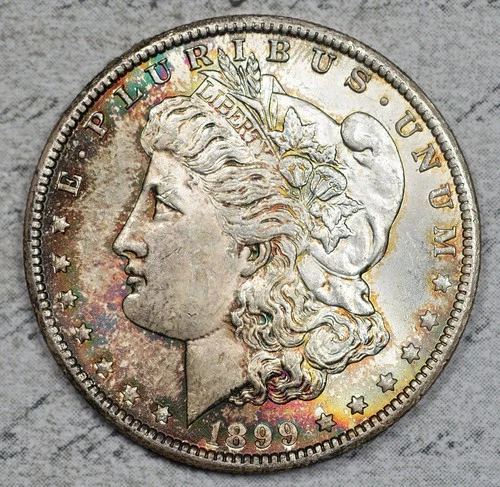 1899-O Morgan Dollar Problem Free Unc w/ Double Sided Color! #3FCJ Toning Toner