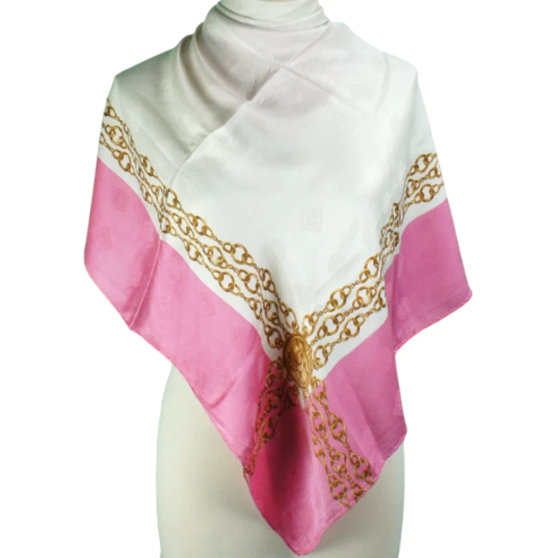 Authentic CHANEL "Chains Monogram" Vintage Womens Luxury Silk Scarf Square 34" - Image 2 of 4