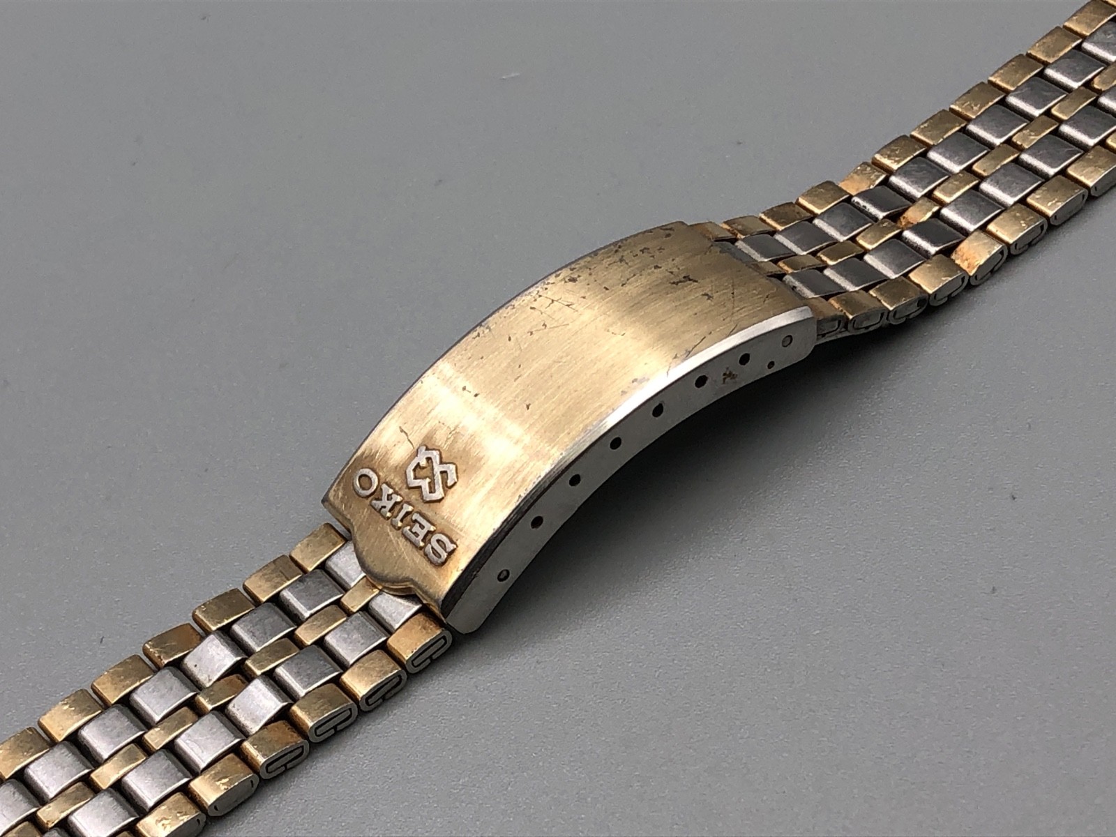 RARE VINTAGE 70's SEIKO SQ JAPAN B USED TWO TONE WATCH B274 BRACELET BAND 20mm image 2