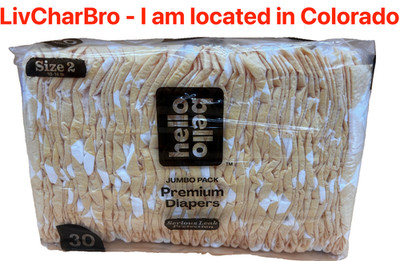 30 Count  Size 2  - 10-16 Lbs.  Hello Bello Premium Baby Diapers Made In The USA