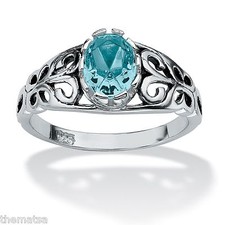 STERLING SILVER BLUE TOPAZ DECEMBER BIRTHSTONE SCROLL RING SIZE 5 6 7 8 9 10