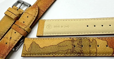 Cinturino stampa geografica tipo Alviero Martini mm12-14-16-18-20-22-24-26-28-30