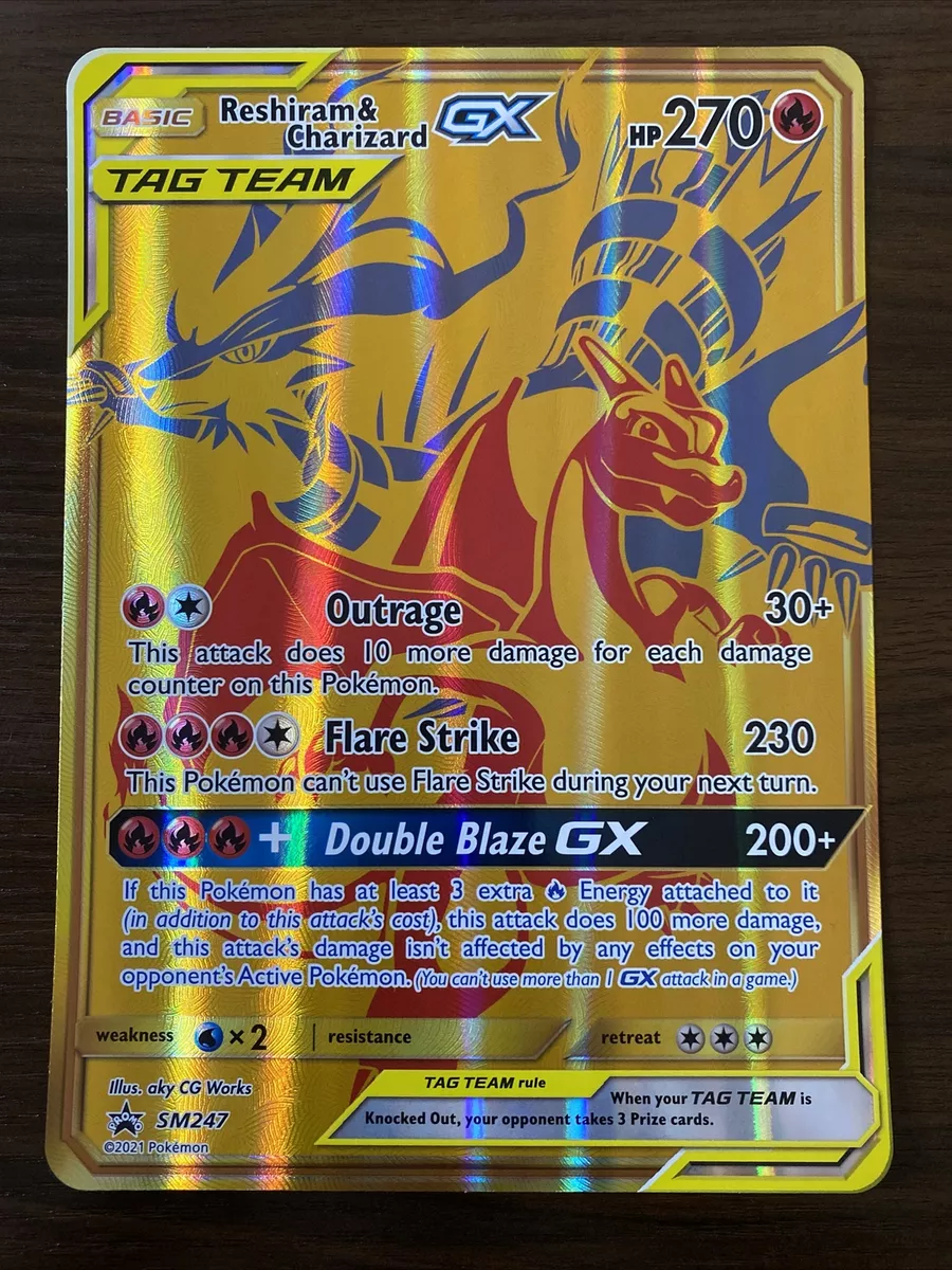 Mavin  Jumbo Pokemon Reshiram Charizard GX Tag Team Gold Promo