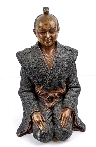 Antique 19-20th Century Japanese Bronze Samurai Warrior Statue Impressive Detail - Picture 12 of 16