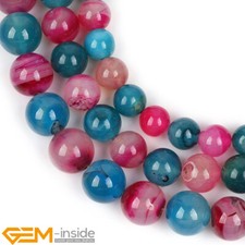 Multicolor Agate Natural Stone Round Spacer Loose Beads Jewellery Making 15" AU