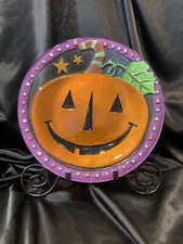 Lori Sievert SILVESTRI Halloween Pumpkin Jack-O-Lantern Plate 12” EUC