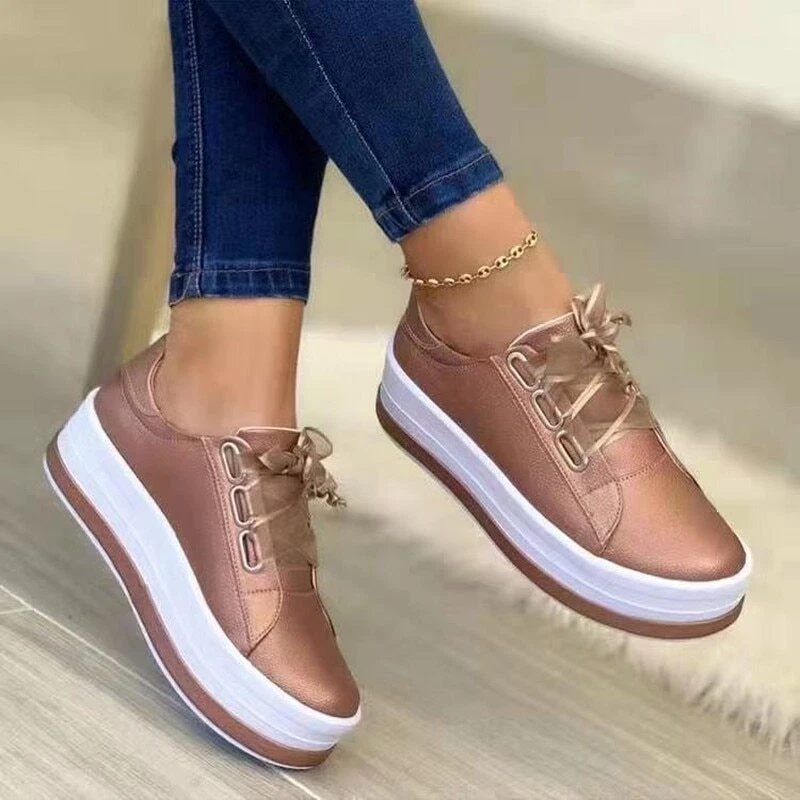 Deformación Estragos El sendero Zapatos Deportivos Para Mujer Zapatillas De Plataforma Con Cuña Moda Casual  Lujo | eBay