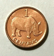 2006 Mozambique 1 centavo, Rhino, animal wildlife coin