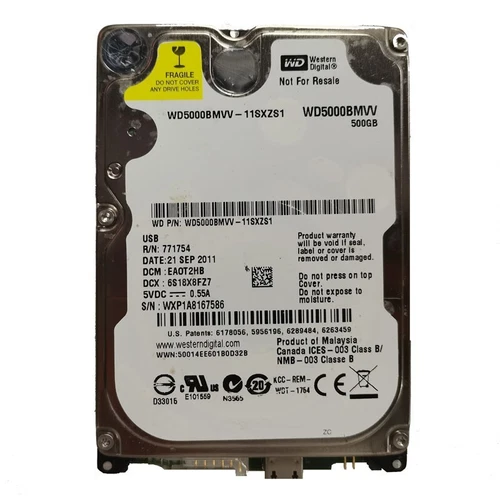 Western Digital 500GB WD5000BMVV-11SXZS1 USB 2.0 Portable External Hard Drive