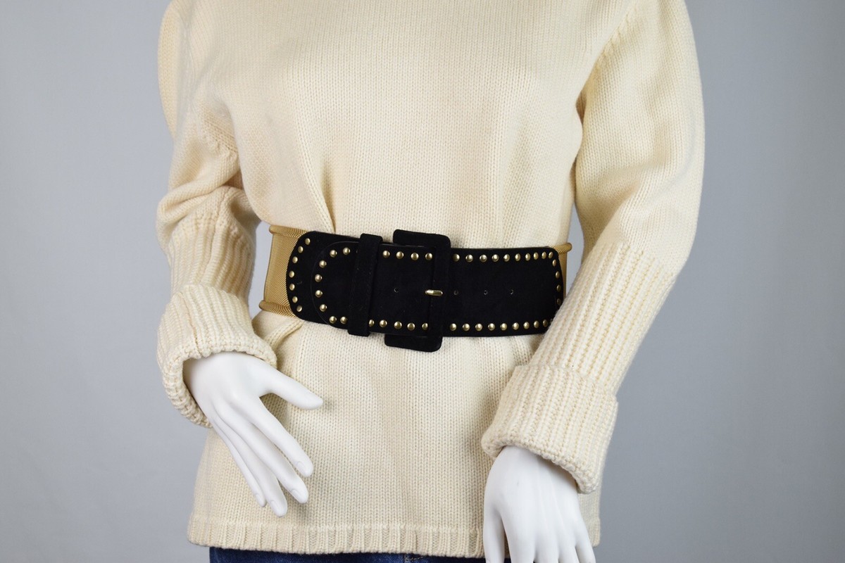 Vintage EXPRESS Black Suede Belt Bras Medallions Vintage Express Women Size S Gold Mesh/ Black Suede Belt | eBay main image 4