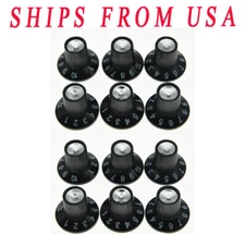 12x Guitar AMP Knob Amplifier Skirted Knobs Black with Silver Cap for Fender