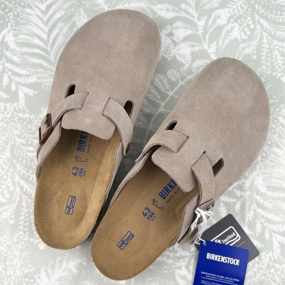 Zapatos zueco Birkenstock Boston gamuza topo plantilla suave para hombre talla ancha 42-45 Foto 2 de 4
