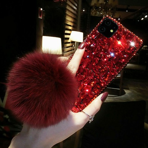 For Phone Case Bling Sparkly Full Diamonds Soft Bumper Cover / Plush Ball - 第 4/16 張圖片