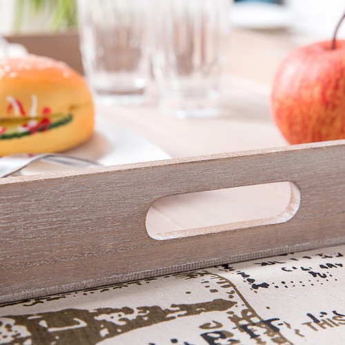 MyGift 19 x 19 Inch Shabby Chic Square Wood Serving Tray for Breakfast in Bed - Picture 4 of 4