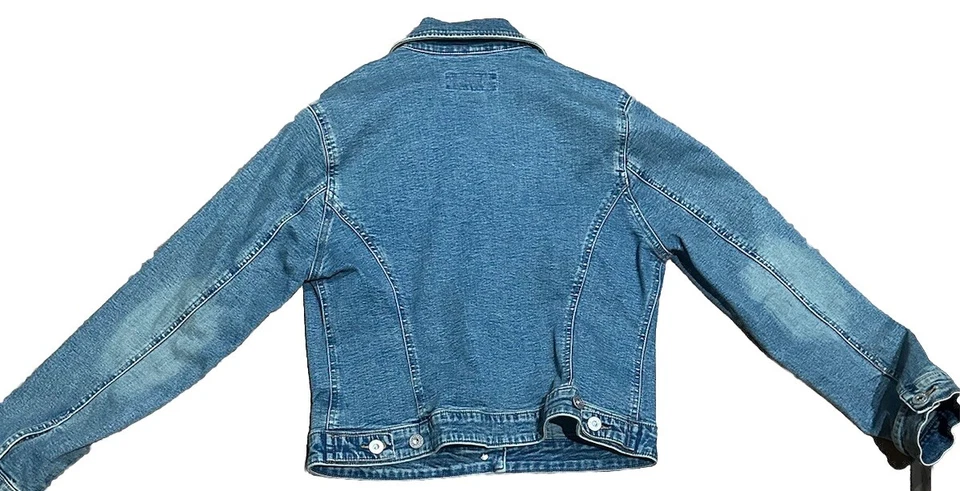 Christopher Blue Upcycled Denim Jean Jacket size S Embroidered Boho Embroidered - Image 2 of 4