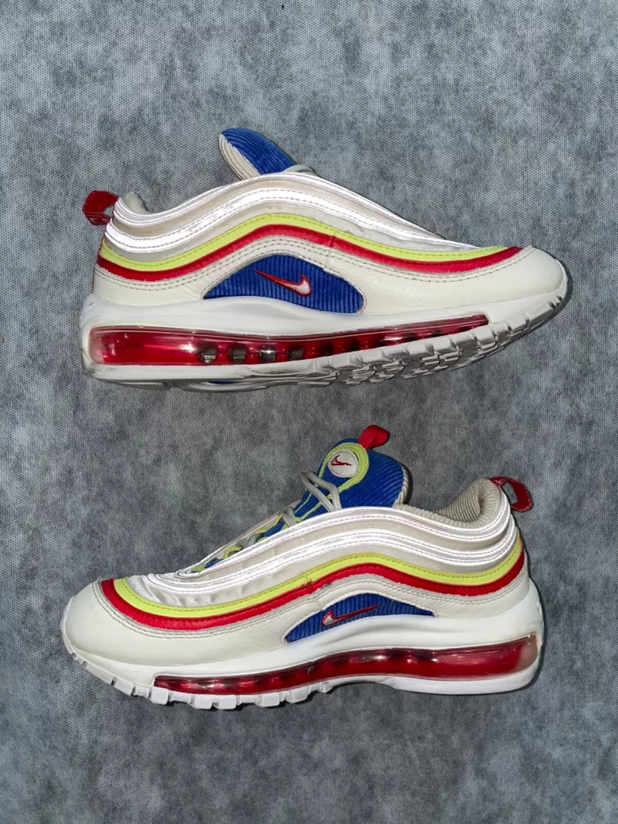Air max 97 se corduroy 2025 in white blue red and yellow