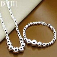 925 Sterling Silver 6 8 10 12mm Smooth Bead Ball Chain Bracelet